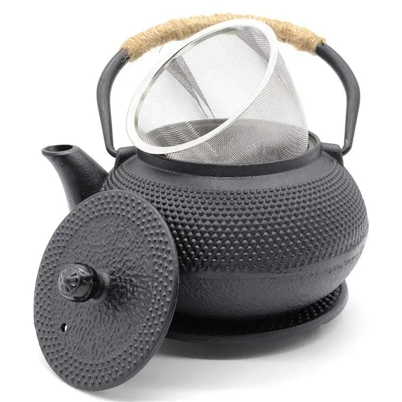 Théière Japonaise en Fonte Emaillée Noire 600ML - 1.2L - Image 4